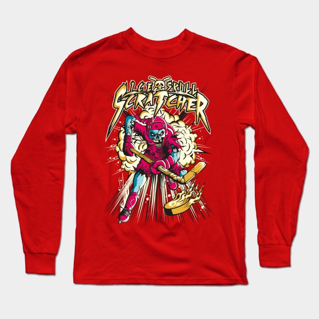 Ice Skating Skull Long Sleeve T-Shirt by mertkaratay